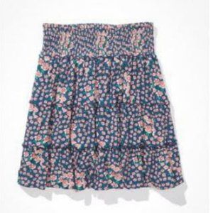 American Eagle Floral Smocked Tiered Mini Skirt - Size Medium